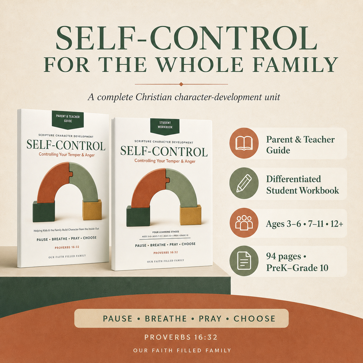 Self-Control Parent and Teacher Guide and differentiated Student Workbook